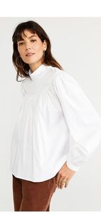 Ann Taylor Tall Poplin Shirred Turtleneck Top